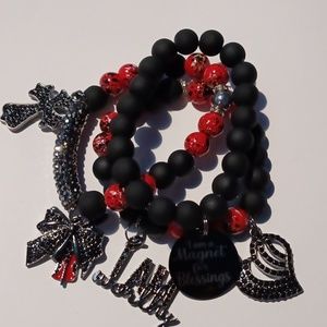 3pc Beaded Charm Bracelet set